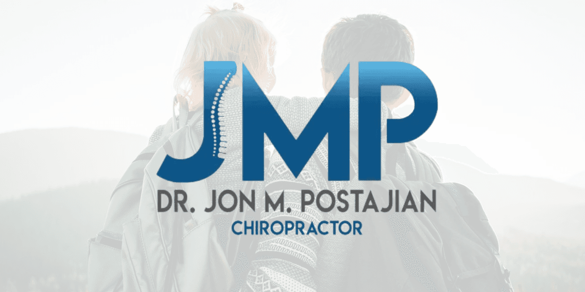 JMP Chiropractic logo over hikers symbolizing wellness and spinal health.