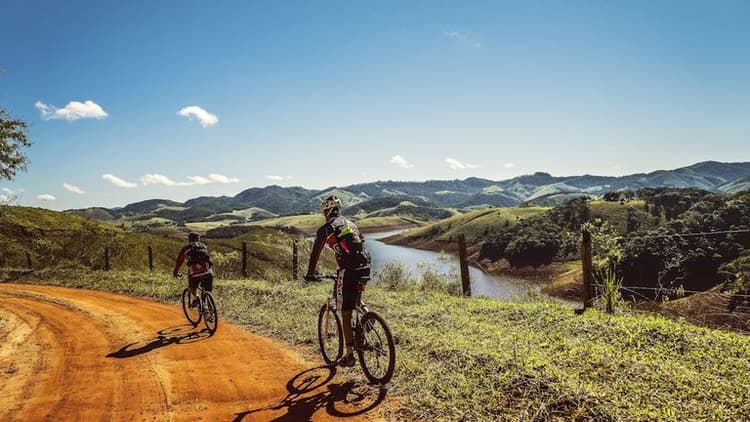 Cyclists Trail Bike Clouds 163407