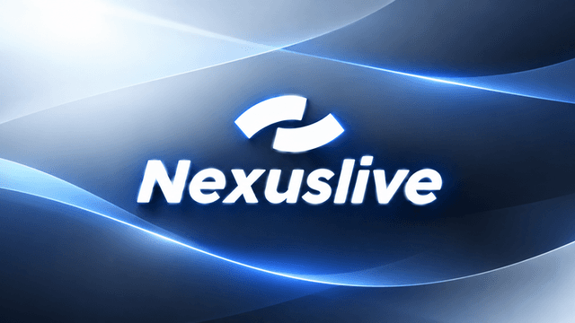 Nexuslive logo on a blue and black wavy background