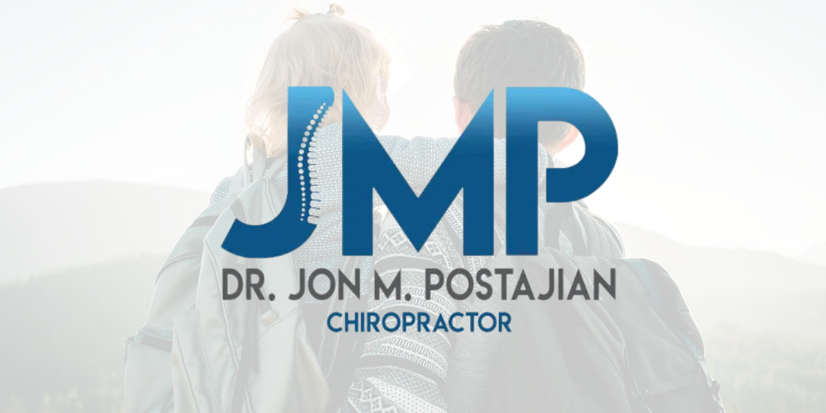 JMP Chiropractic logo over hikers symbolizing wellness and spinal health.